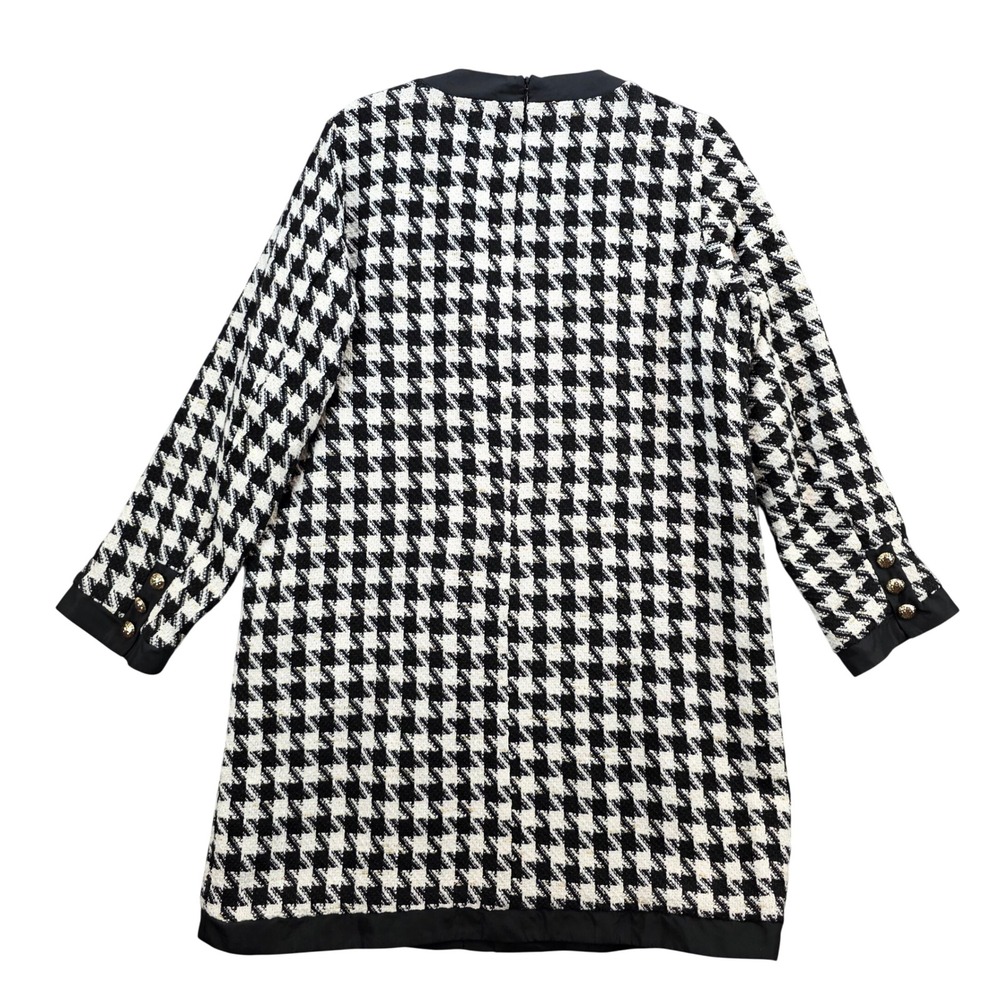 Tuckernuck Pomander Place Coco Tweed Bow Dress Black White Houndstooth Tweed Lg - Picture 12 of 12